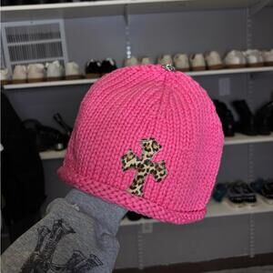 Chrome Hearts Pink Knit Beanie – Leopard Cross Patch – Sterling Hardware